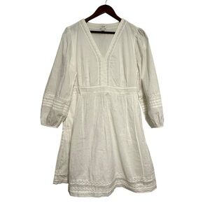 Women's J. Crew White 100% Cotton Long Sleeve Dress